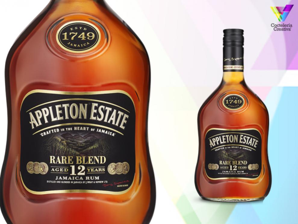 imagen botella ron appleton state jamaican rum rare reserve blend con detalle de etiqueta