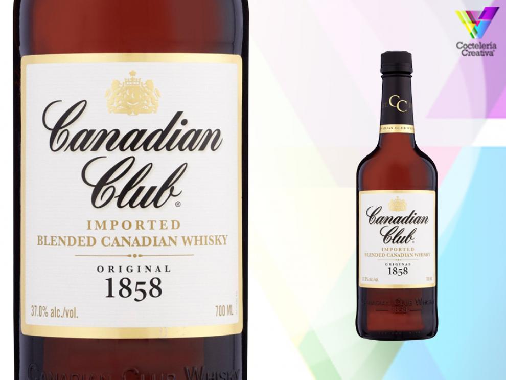 imagen de whisky canadian club con etiqueta destacada