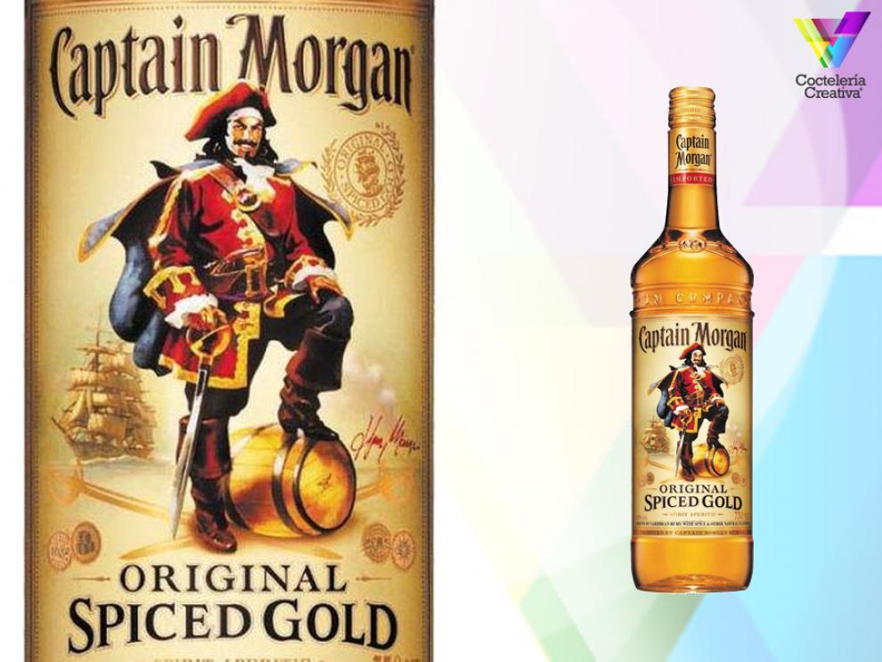 imagen de la botella de ron captain morgan spiced gold con detalle de la etiqueta