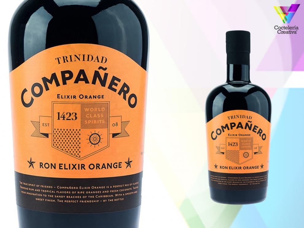 imagen de la botella de compañero elixir orange con detalle de la etiqueta