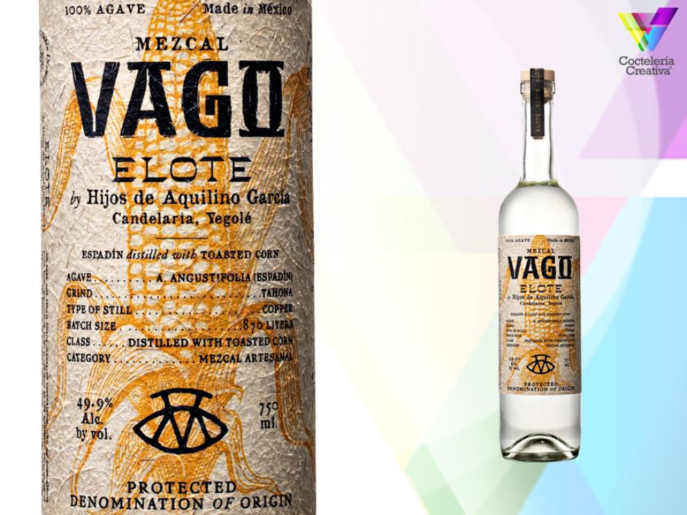 Mezcal Vago Elote imagen etiqueta y botella Mezcal Vago Elote